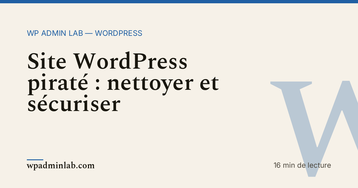 Illustration de l'article : Site WordPress piraté : la méthode complète pour nettoyer et sécuriser (cas réel)